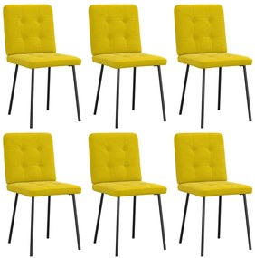 Cadeiras de jantar 6 pcs veludo amarelo