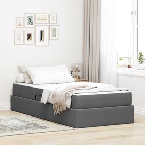 vidaXL Cama com arrumação e colchão Cinza Escuro 100 x 200 cm