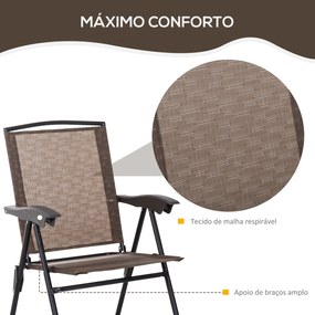 Conjunto de Mesa e 2 Cadeiras Cadeira Dobrável Encosto Reclináveis a 4
