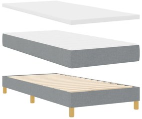 Cama Box Spring vidaXL com Colchão Cinzento-Claro 90x200 cm Tecido, Ca