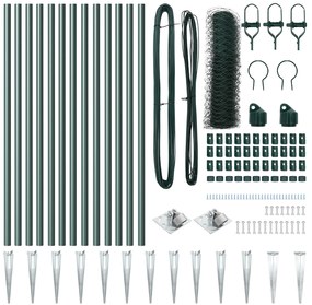 Conjunto de Cerca Conjunto de 2 Verde Floresta Aço Galvanizado