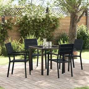 vidaXL Conjunto de Jantar 5 Peças Preto HDPE