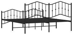 Estrutura de cama com cabeceira e pés 183x213 cm metal preto