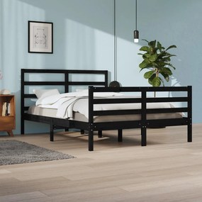 vidaXL Estrutura de cama 140x200 cm madeira de pinho maciça preto