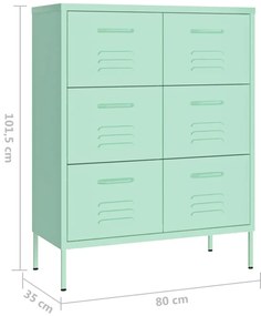 Armário com gavetas aço 80x35x101,5 cm verde-hortelã