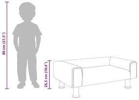 Sofá infantil 70x45x26,5 cm veludo cinzento-claro