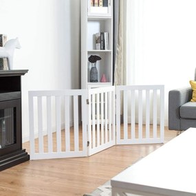 Portão de segurança Barrier Dogs 60 cm de altura, madeira dobrável, 2 painéis, branco