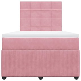 Cama boxspring com colchão 120x200 cm veludo rosa