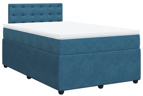 Cama boxspring com colchão 120x200 cm veludo azul