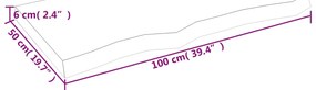 Prateleira de parede 100x50x(2-6)cm carvalho maciço não tratado