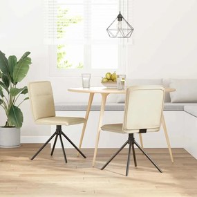 Cadeiras de jantar 2 pcs tecido cor creme