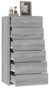 Aparador c/ 6 gavetas 50x34x96cm derivados madeira cinza sonoma