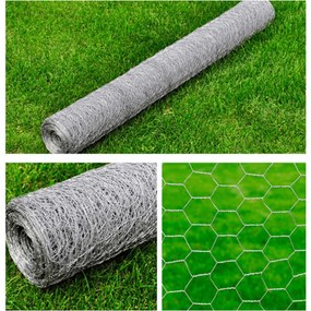 Cerca de arame hexagonal 1x25 m aço galvanizado prateado