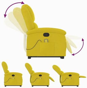 Poltrona elevatória de massagens veludo amarelo
