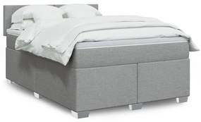 vidaXL Cama com molas/colchão 140x200 cm tecido cinzento-claro