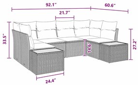 Conjunto de Sofá de Jardim de 6 Peças com Almofadas Preto Rattan