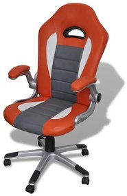 Cadeira para Escritório Couro Artificial Design Moderno Laranja