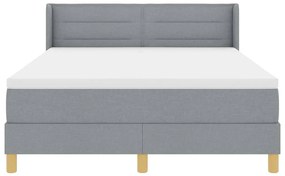 vidaXL Cama Box com Colchão Cinza Claro, 160 x 200 cm, em tecido.
