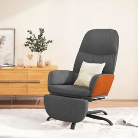 3097395 vidaXL Cadeira de descanso c/ apoio de pés tecido cinzento-escuro