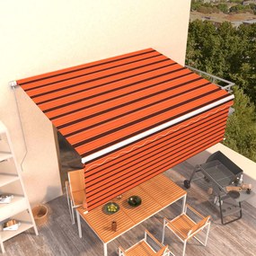Toldo retrátil manual com estore 4x3 m laranja e castanho