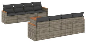 vidaXL 9 pcs conjunto sofás p/ jardim com almofadões vime PE cinzento