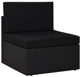 8 pcs conjunto lounge de jardim c/ almofadões vime PE preto