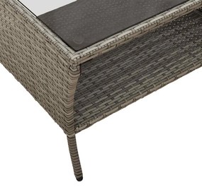 6 pcs conjunto sofás de jardim com almofadões vime cinzento