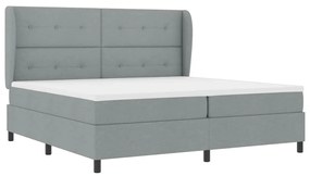 Cama com Estrado e Colchão - Cinza Claro, 200x200 cm, em tecido