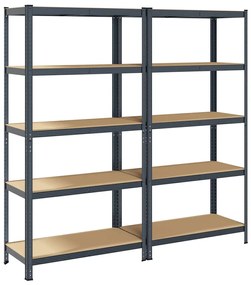 Prateleiras de armazenamento de 5 camadas 2 pcs aço antracite