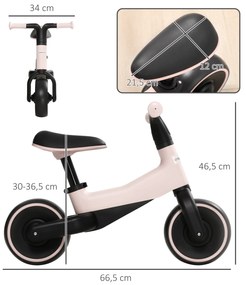 AIYAPLAY Bicicleta sem Pedais para Crianças acima de 18 Meses com Assento Ajustável em 30-36,5 cm Rodas de Ø19 cm 66,5x34x46,5 cm Rosa