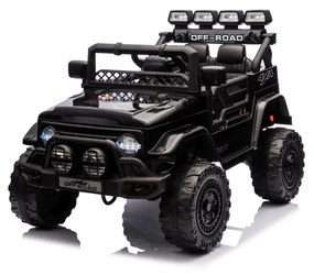 Jipe elétrico para Crianças 12V 4x4 Off-Road CLIMBER Rodas de espuma EVA, Assento Couro ecológico Preto