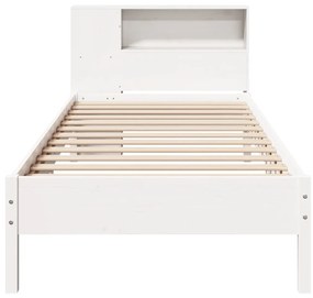 Cama com estante sem colchão 90x190 cm pinho maciço branco