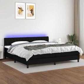 vidaXL Cama box spring c/ colchão e LED 200x200 cm tecido preto