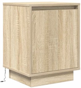 Mesas cabeceira c/ luzes LED 2 pcs 38x34x50cm carvalho sonoma