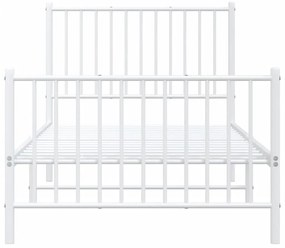 Estrutura de cama com cabeceira e pés 90x200 cm metal branco