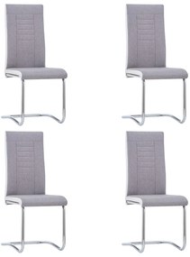 vidaXL Cadeiras de jantar cantilever 4 pcs tecido cinzento-claro