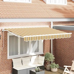 vidaXL Toldo Retrátil Amarelo e Cinza 350 x 200 cm Poliéster e Metal
