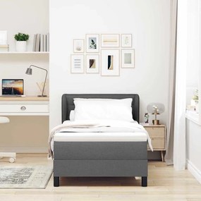 Cama Box Spring com Colchão Cinza Escuro 80x200 cm Tecido