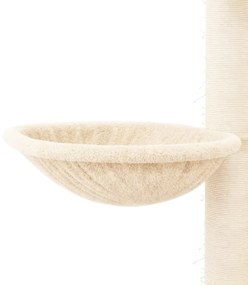 Árvore para gatos c/ postes arranhadores sisal 94 cm cor creme