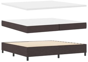 Cama Box com Colchão &amp; Banco Marrom Escuro 200x200 cm Tecido