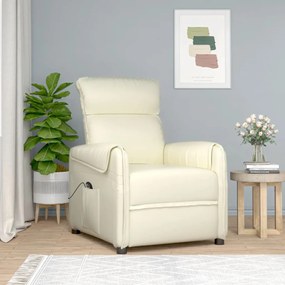 vidaXL Poltrona reclinável elétrica couro artificial cor creme
