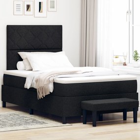 Cama Box com colchão e banco preto 120x200 cm tecido