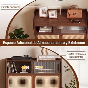 Sapateira, 67 x 33 x 107 cm, 5 Níveis com Portas de Rattan, cor Nogueira