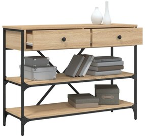 Mesa consola gavetas/prateleiras deriv. madeira carvalho sonoma