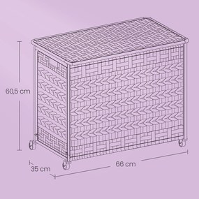 Cesto para roupa suja 66 x 35 x 60,5 cm cor natural