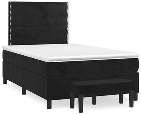 Cama boxspring com colchão 120x190 cm veludo preto