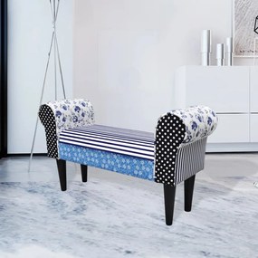 240881 vidaXL Banco retalhos azul e branco