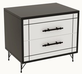 Mesa de Cabeceira Night – Branco/Preto – 50x55x40 cm