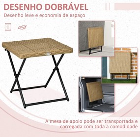 Outsunny Mesa de Jardim em Vime Sintético Mesa de Terraço Exterior Dob