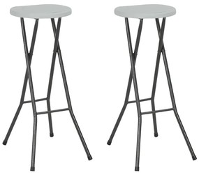 vidaXL Bancos de bar dobráveis 2 pcs PEAD e aço branco